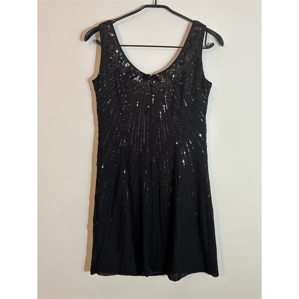 White House Black Market Dress Womens Size 4 Black Sequin Sleeveless Mini